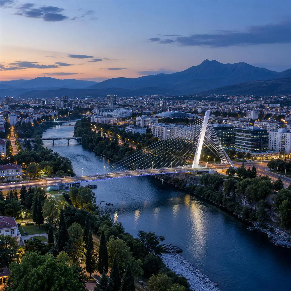Podgorica from the air, illustration